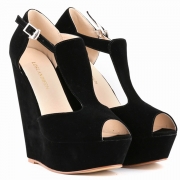 Women's Peep Toe Buckle Wedge High Heels Sandals