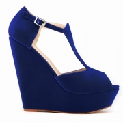Women's Peep Toe Buckle Wedge High Heels Sandals