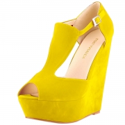 Women's Peep Toe Buckle Wedge High Heels Sandals