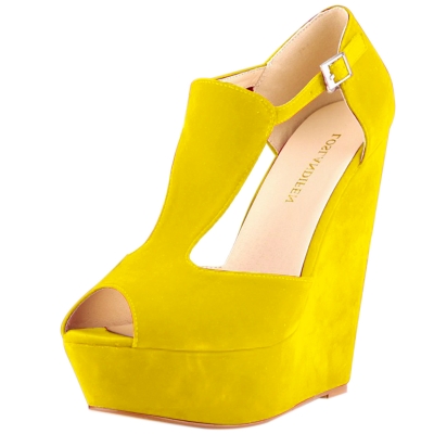 Women's Peep Toe Buckle Wedge High Heels Sandals LZDINTECOMMERCE.com