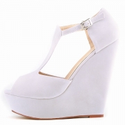 Women's Peep Toe Buckle Wedge High Heels Sandals