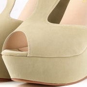 Women's Peep Toe Buckle Wedge High Heels Sandals