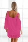 rosy-lacy-crochet-trim-crinkle-cold-shoulder-beachwear