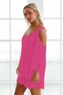 rosy-lacy-crochet-trim-crinkle-cold-shoulder-beachwear