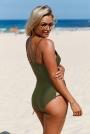 army-green-plunging-v-neck-grommet-lace-up-one-piece-swimwear