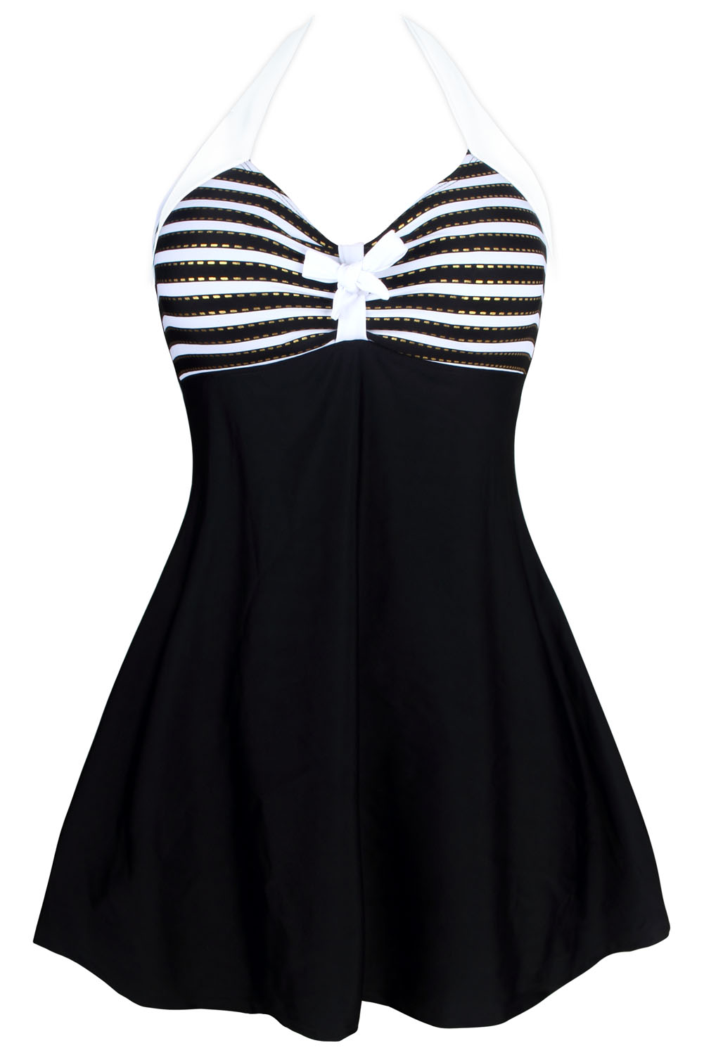 black and white striped one piece dress