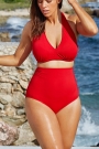 solid-red-halter-high-waist-swimsuit