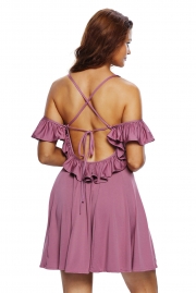 Sweet Sexy Purple Backless Skater Dress