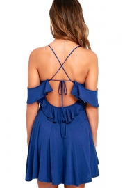 Sweet Sexy Navy Backless Skater Dress