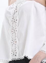 Women's Solid Halterneck off Shoulder Long Sleeve Blouse