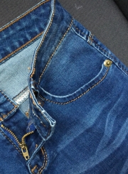 Women's Low Waist Ripped Denim Pencil Pants Jeans