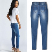 Women's Low Waist Ripped Denim Pencil Pants Jeans