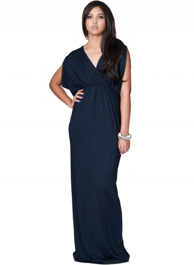 Women's Elegant V Neck Short Sleeve High Waist Maxi Evening Dress LZDINTECOMMERCE.com