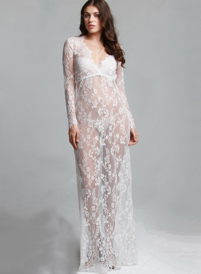 lace sheer maxi dress