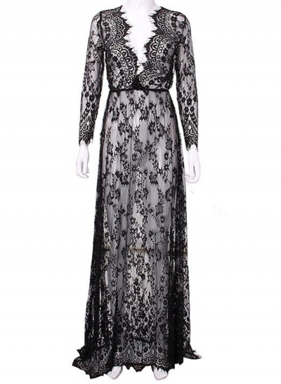 long black lace maxi dress