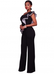 Women's One Shoulder Flounce Panel High Waist Jumpsuit