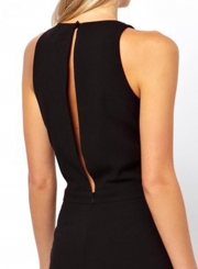 Sleeveless Slit Back High Waist Pockets Jumpsuit