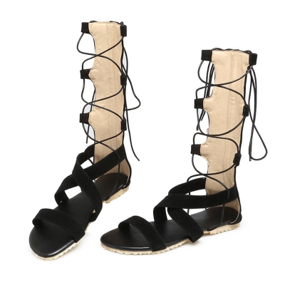 Women's Gladiator Lace up Flat Heels Boots Sandals stylesimo.com