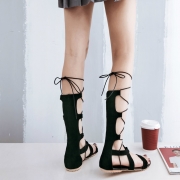 Women's Gladiator Lace up Flat Heels Boots Sandals