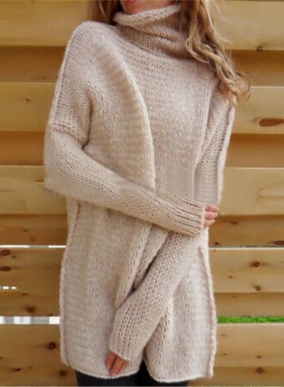 Women's Fashion Turtleneck Long Sleeve Loose Fit Pullover Sweater LEXELFASHIONINTSHOPS.com