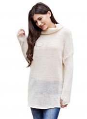 Women's Fashion Turtleneck Long Sleeve Loose Fit Pullover Sweater