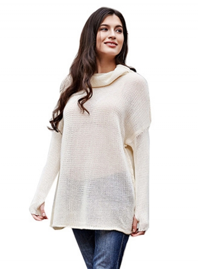 Women's Fashion Turtleneck Long Sleeve Loose Fit Pullover Sweater stylesimo.com