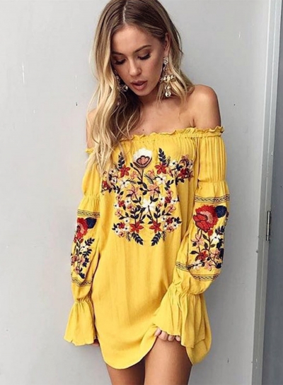 floral embroidered mini dress