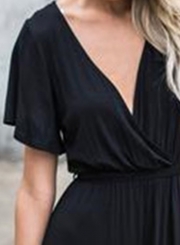 Women's V Neck Short Sleeve High Low Maxi Dress