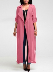 Women's Solid Half Sleeve Open Front Chiffon Kimono