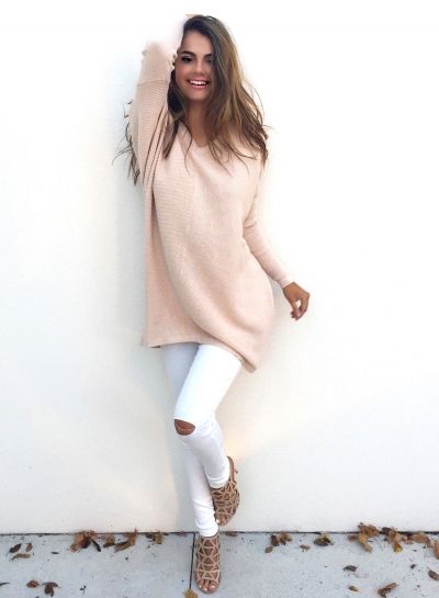 Women's Casual V Neck Long Sleeve Sweater YOUYOUFASHIONEC.com