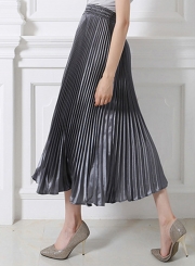 Women's Fashion High Elastic Waist Pleated Maxi Dress