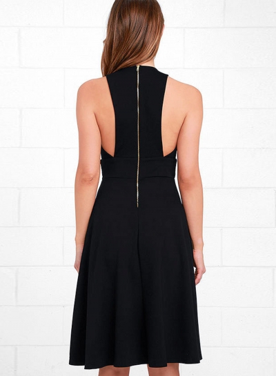 Women's Solid V Neck Sleeveless Slim Dress stylesimo.com