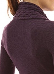 Women's Fashion Long Sleeve Cable Knit Irregular Cardigan