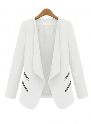 Women's Fashion Shawl Collar Long Sleeve Blazer with Zipper Decoration