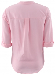 Women's Fashion Solid V Neck 3/4 Sleeve Pullover Blouse