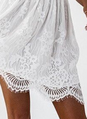 Women's Sexy Deep V Neck Sleeveless Backless Lace Slip Mini Dress