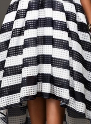 Women's Fashion High Waist Back Bow High Low Plaid Skirt