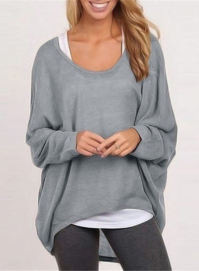 Women's Fashion Batwing Sleeve Loose Fit Solid Knit Sweater LZDINTECOMMERCE.com