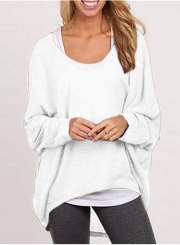 Women's Fashion Batwing Sleeve Loose Fit Solid Knit Sweater