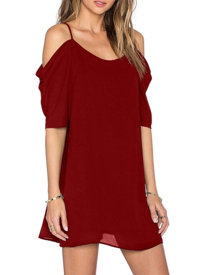 Women's Spaghetti Strap off Shoulder Short Sleeve MiniDress LZDINTECOMMERCE.com