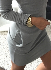 Women's Fashion Long Sleeve Bodycon Mini hooded Dress with Pocket