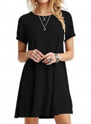 Women's Fashion Solid Long Sleeve Pleated Mini Dress
