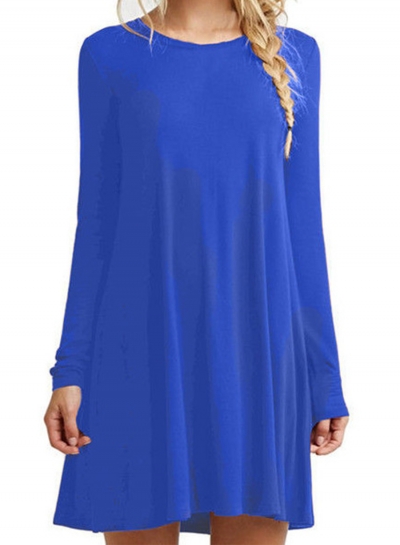 Women's Fashion Solid Long Sleeve Pleated Mini Dress LZDINTECOMMERCE.com