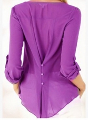 Women's Fashion V Neck Long Sleeve Solid Irregular Blouse