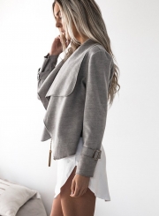 Women's Casual Long Sleeve Turn Down Collar Solid Coats
