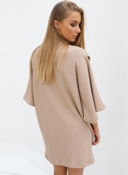 Women's Casual High Neck Asymmetric Solid Pullovers