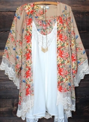 Women's Open front Floral Lace Kimono