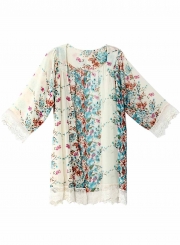 Women's Open front Floral Lace Kimono