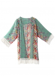 Women's Open front Floral Lace Kimono