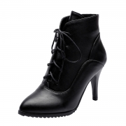 Women's Solid Stiletto Heels Pointed Toe Lace up Boots